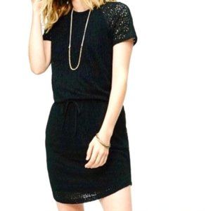 LOU & GREY Black Lace Tie Waist T-Shirt Dress M